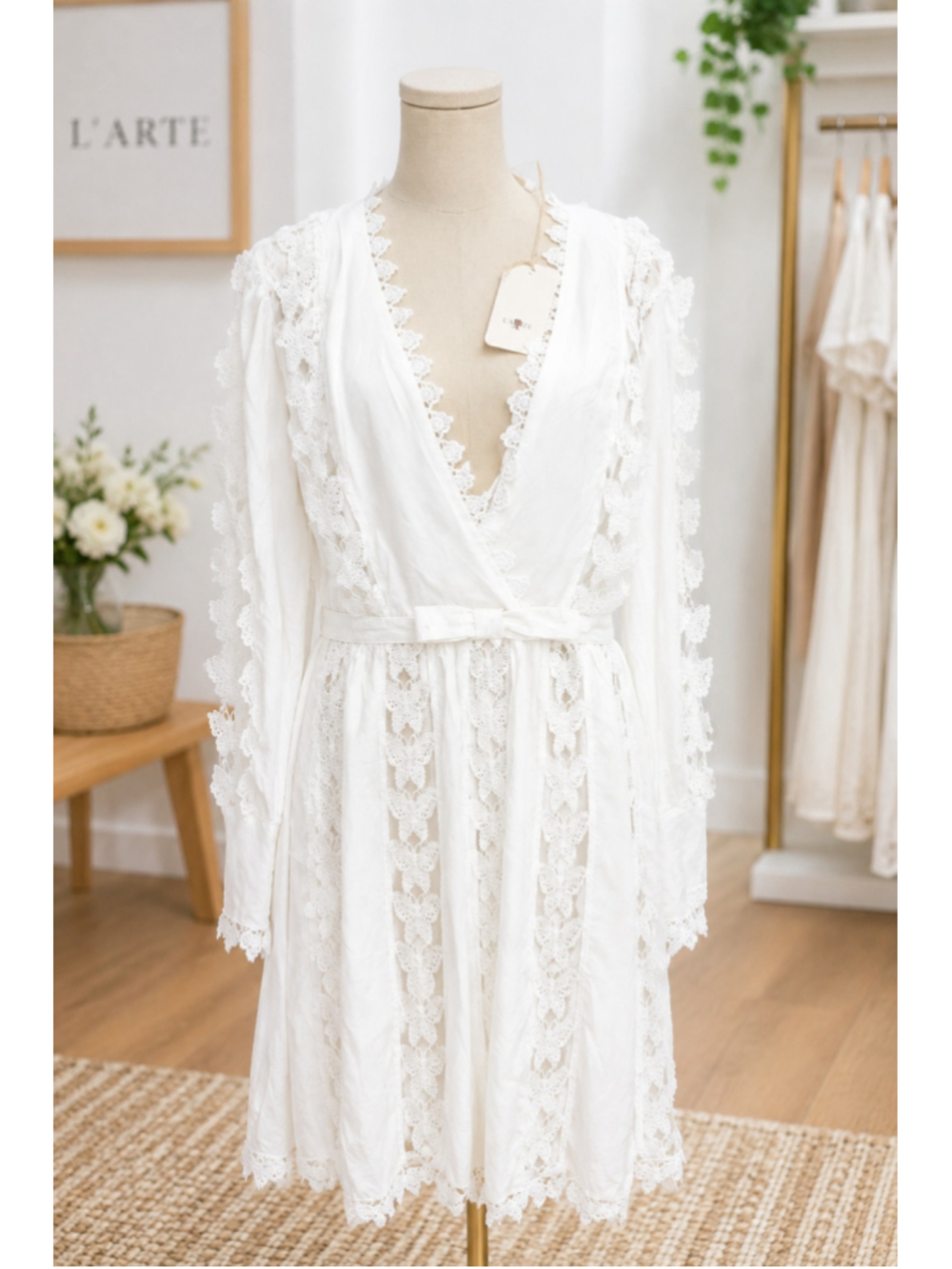 L'Atiste by Amy Seafoam White Boho Cotton Lace Tiered Swiss Dot Dress NWT 1X